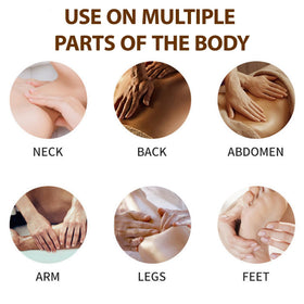 Massage therapist using FLEXQW oil on thighs to improve skin tone appearance