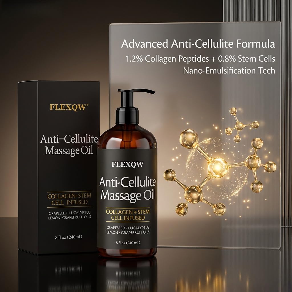 FLEXQW bottle beside common objects to show 8 fl oz scale and travel practicality