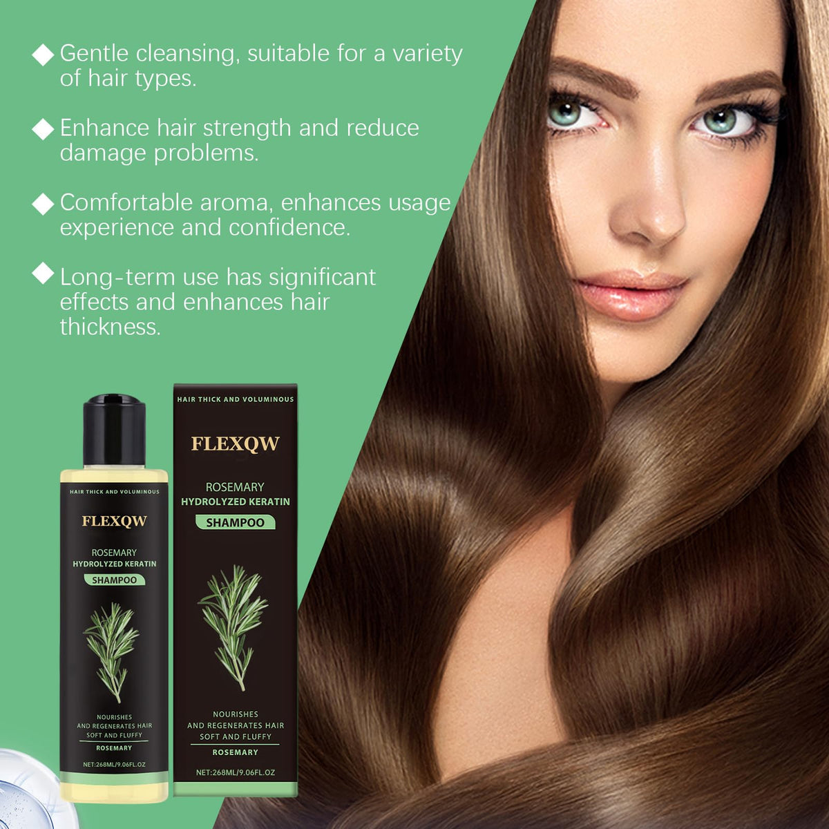 FLEXQW shampoo in shower application demonstrating scalp massage