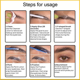 Flomitta nutrient bottle label close-up showing conditioning benefit for brows