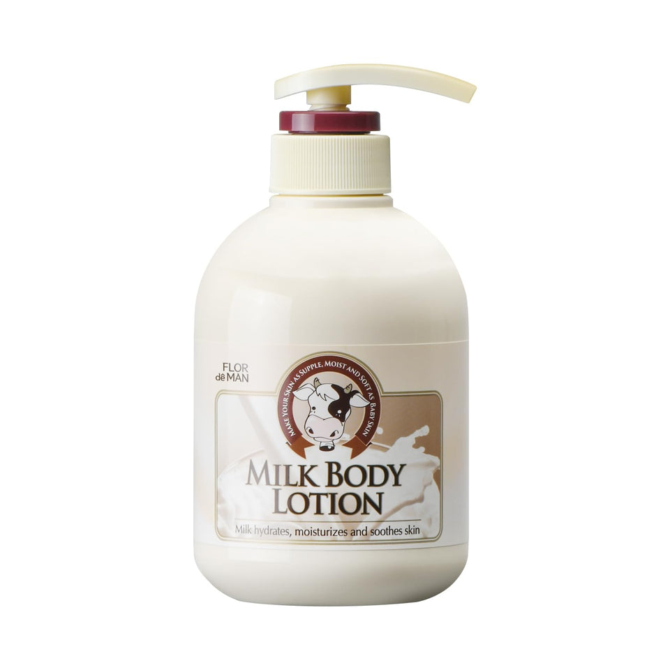 FLOR DE MAN front view of 500ml pump bottle showing packaging and benefits