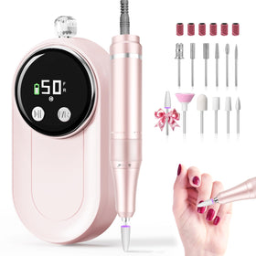 FLORAVIC front view of cordless e-file kit showing compact setup and portability
