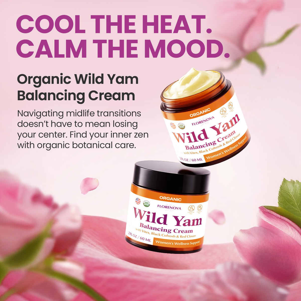 florenova open jar showing cream texture for smooth application and skin nourishment