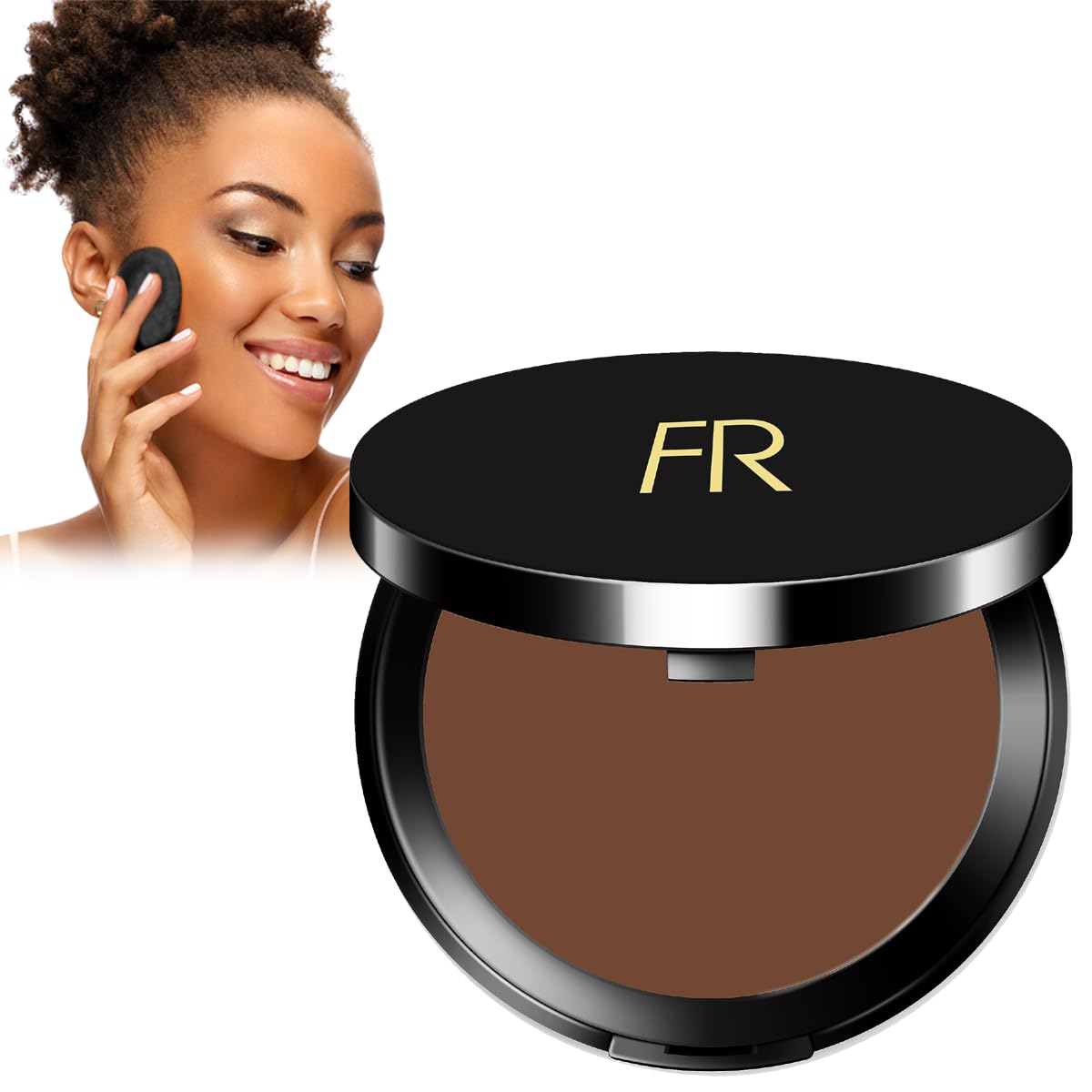 Flori Roberts front packaging compact shows sleek design and coverage