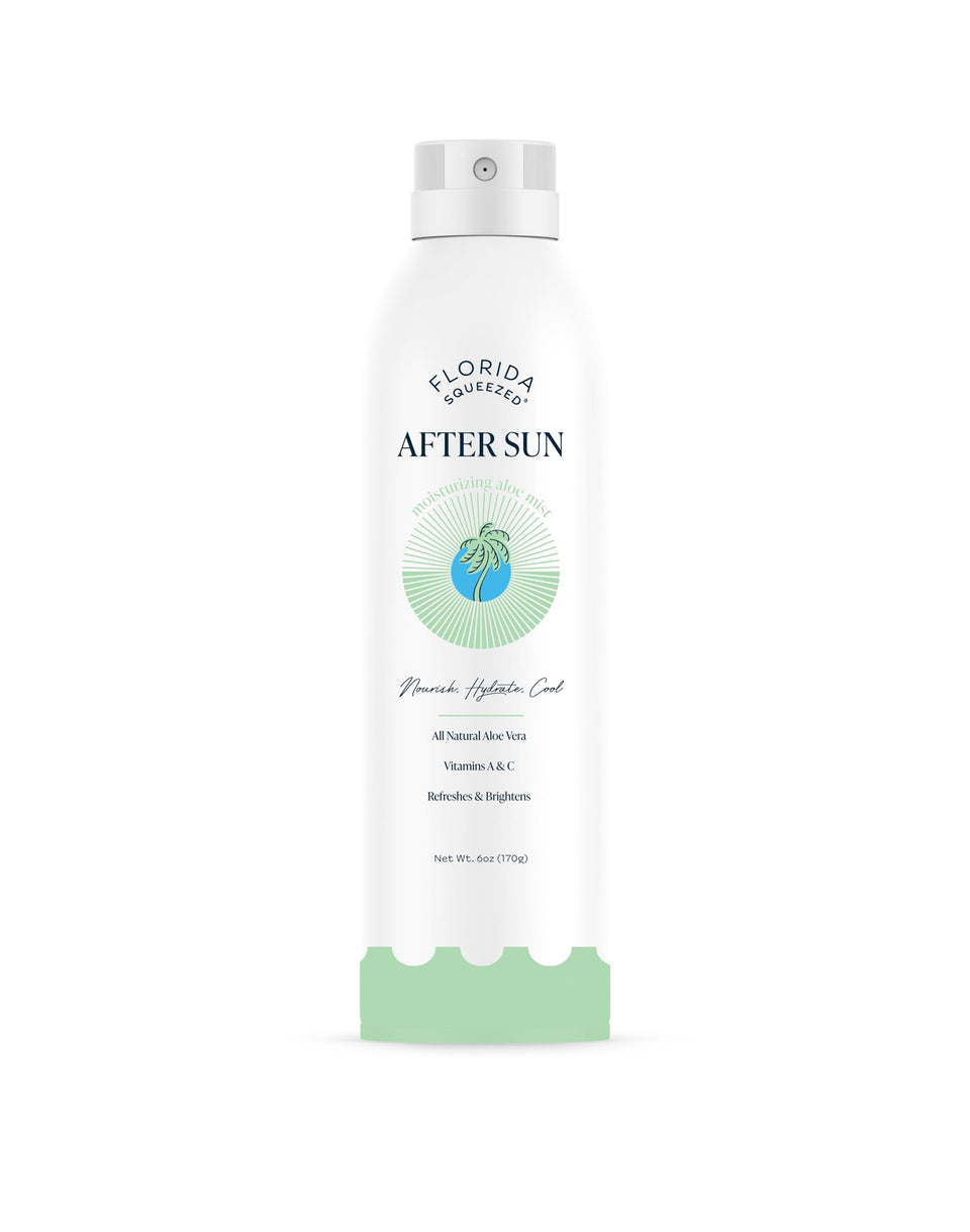 Florida Squeezed front spray bottle shown for soothing after-sun benefit