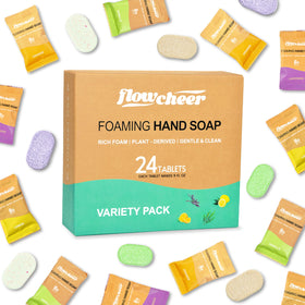 flowcheer front box packaging showing variety scents and eco message