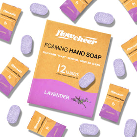 flowcheer front packaging showing lavender tablets and eco carton benefits