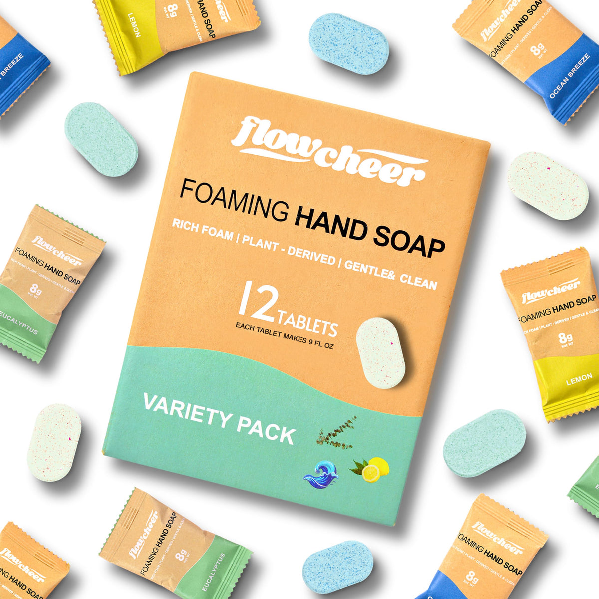 flowcheer front packaging showing 12 tablet box and benefits