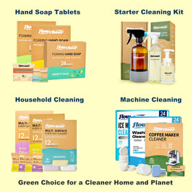 flowcheer kitchen bathroom lifestyle scene emphasizing reduced plastic waste