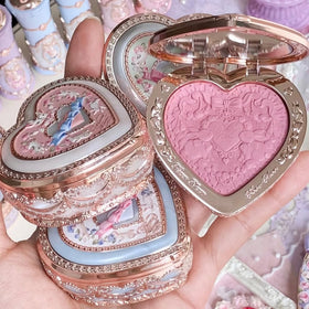 Flower Knows blush applied on cheek demonstrating natural satin glow and blendability