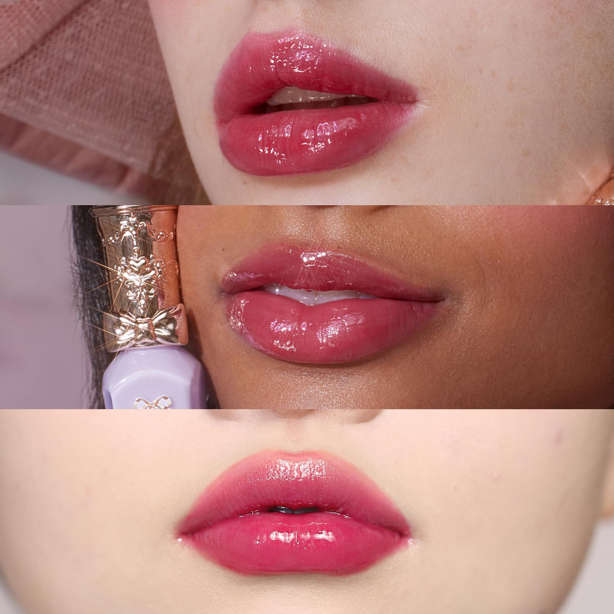 Flower Knows close-up of gloss texture revealing smooth shine and buildable coverage