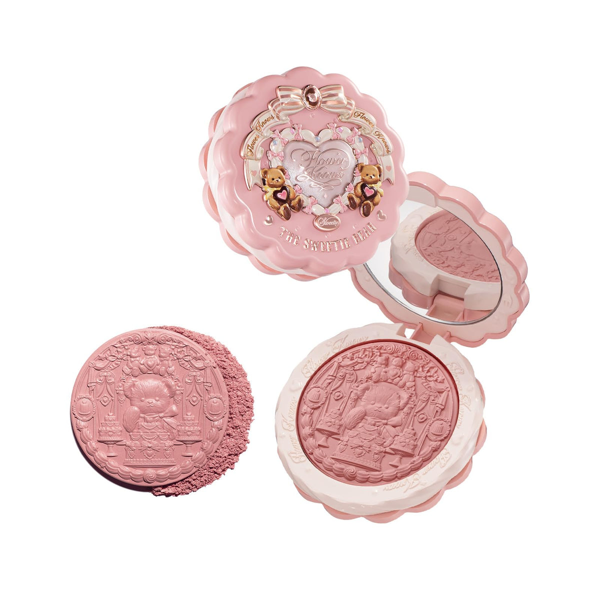 Flower Knows compact front view showing cute pâtisserie design and collectible appeal