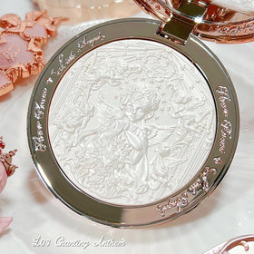 Flower Knows compact open sideview showing pan size and mirror interior benefit: convenient touch-ups