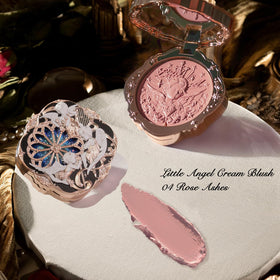 Flower Knows compact open revealing product surface and angel detail benefit