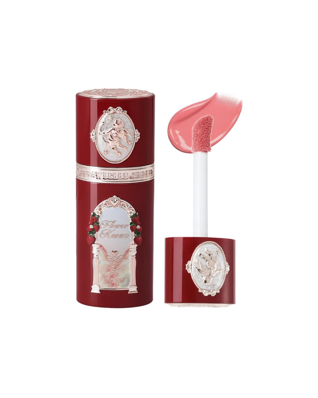 Flower Knows front packaging showing Apple Glow coral-pink and product benefit