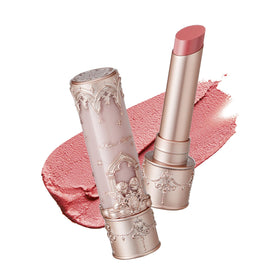 Flower Knows front packaging showing elegant case and peach shade benefit: gift-ready presentation