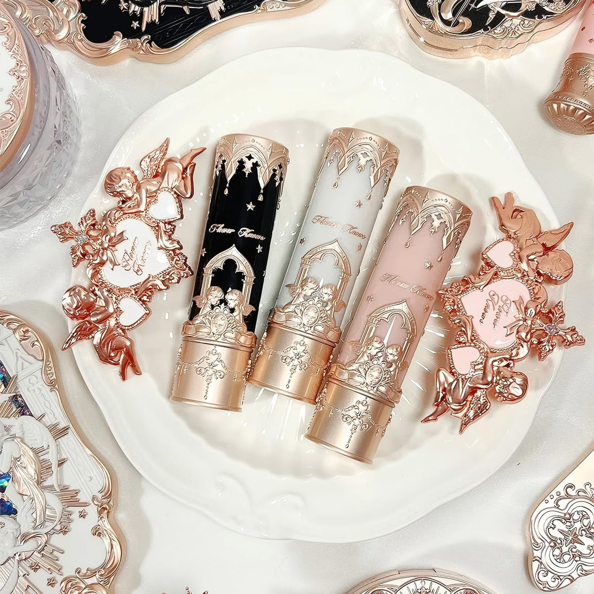 Flower Knows flatlay in a makeup set showing styling versatility and pairing potential