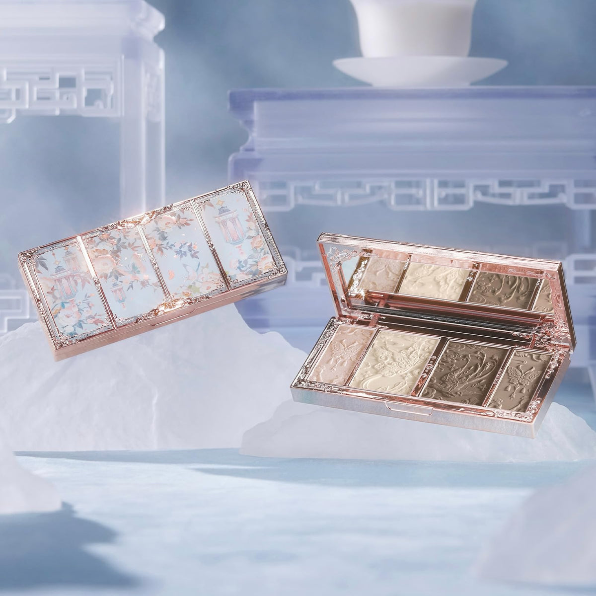 Flower Knows vanity styling with palette showing elegant display and daily use convenience