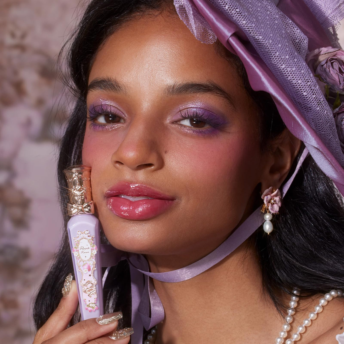 Flower Knows lips before and after showing fuller-looking, luminous pout benefit