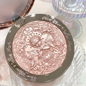 Flower Knows powder on collarbone illustrating luminous sheen and flattering body highlight