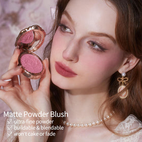 Flower Knows open compact revealing berry pink matte pan ready to apply