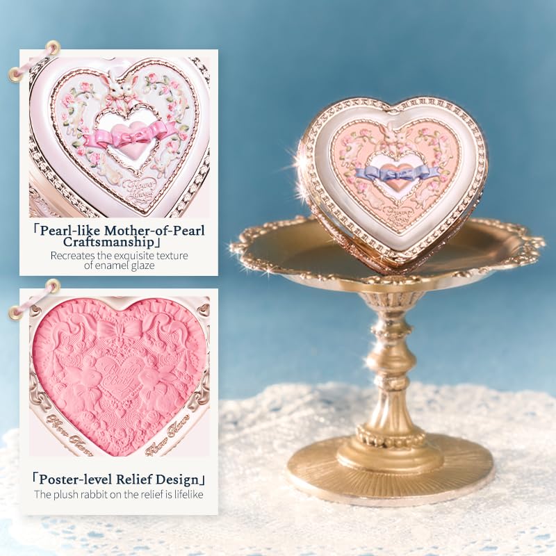 Flower Knows powder texture macro revealing fine-milled satin particles for smooth blend