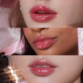 Flower Knows gloss texture swipe showing hydrating shine and cling benefits