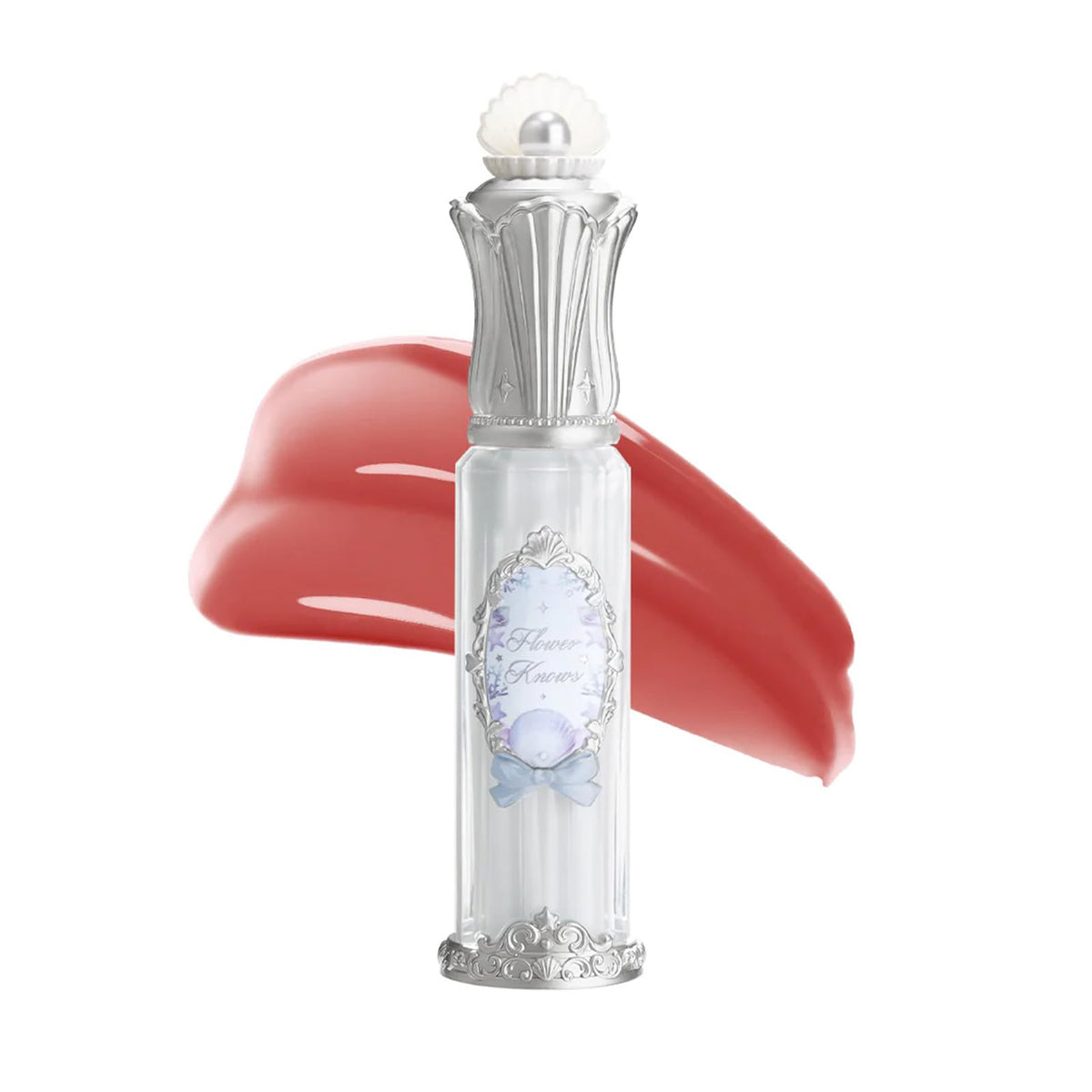 Flower Knows front packaging showing glossy tube and coral-brick shade benefit hydration