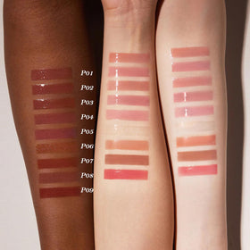 Flower Knows texture swirl highlighting glossy, non-sticky formula for hydration