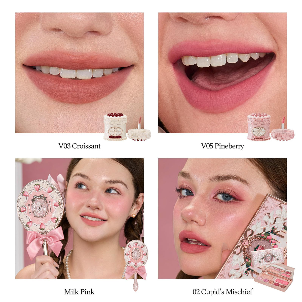 Flower Knows close-up of two lip creams, creamy texture and buildable color