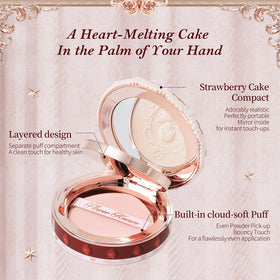 Flower Knows open compact with mirror and puff for quick touch-ups
