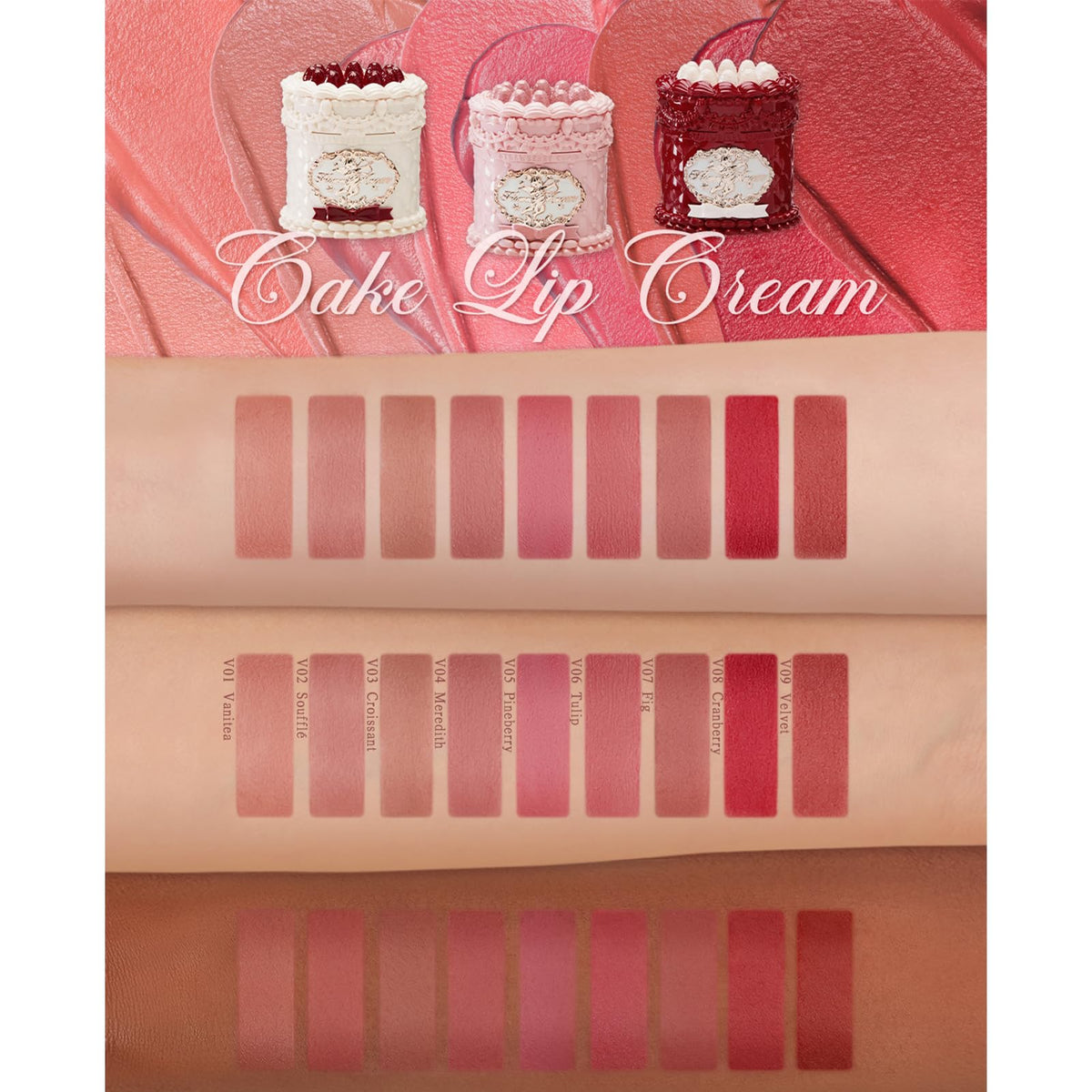 Flower Knows texture swipe on skin showing velvet matte finish and smooth look