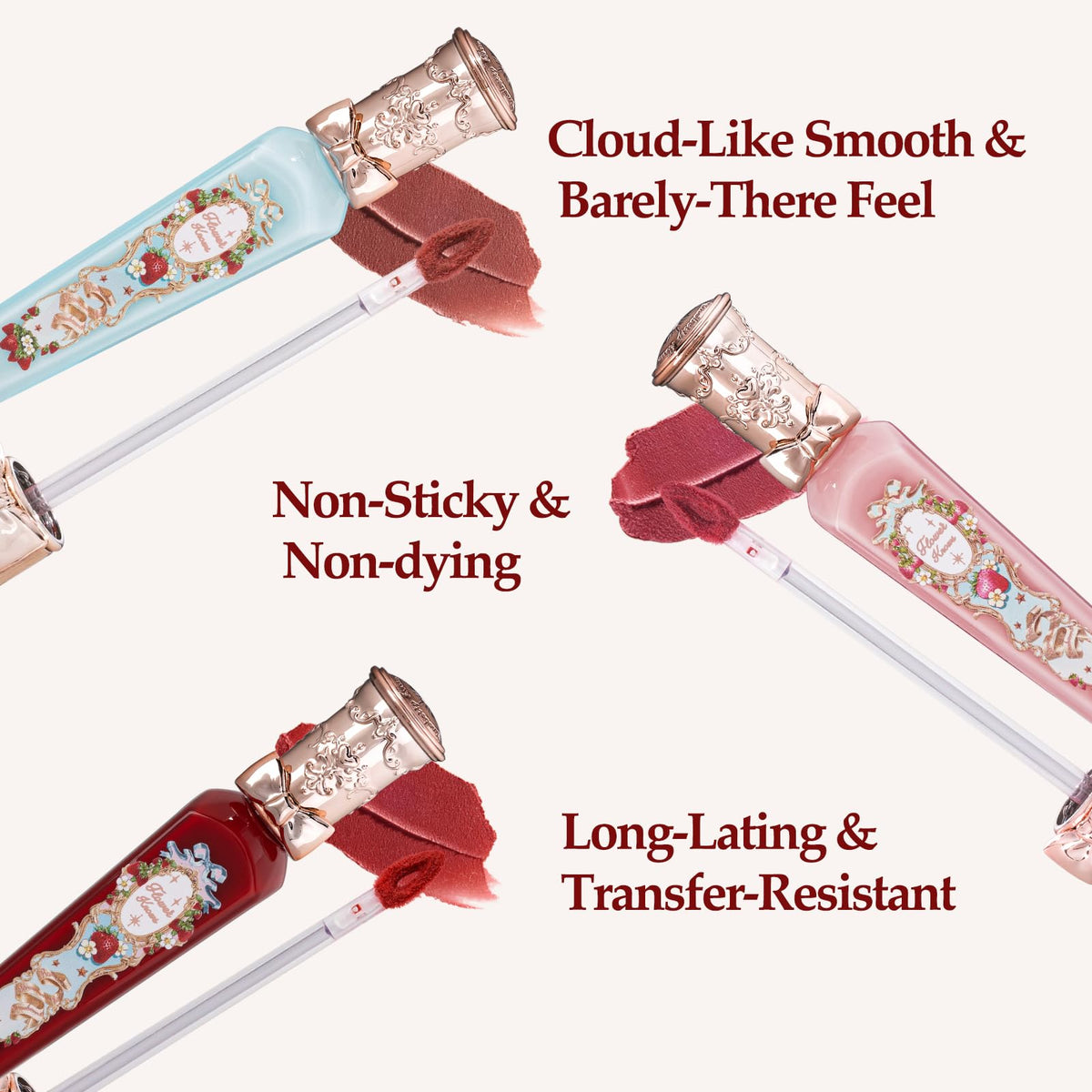 Flower Knows lip closeup wearing S06 cool mauve for natural, refined color payoff