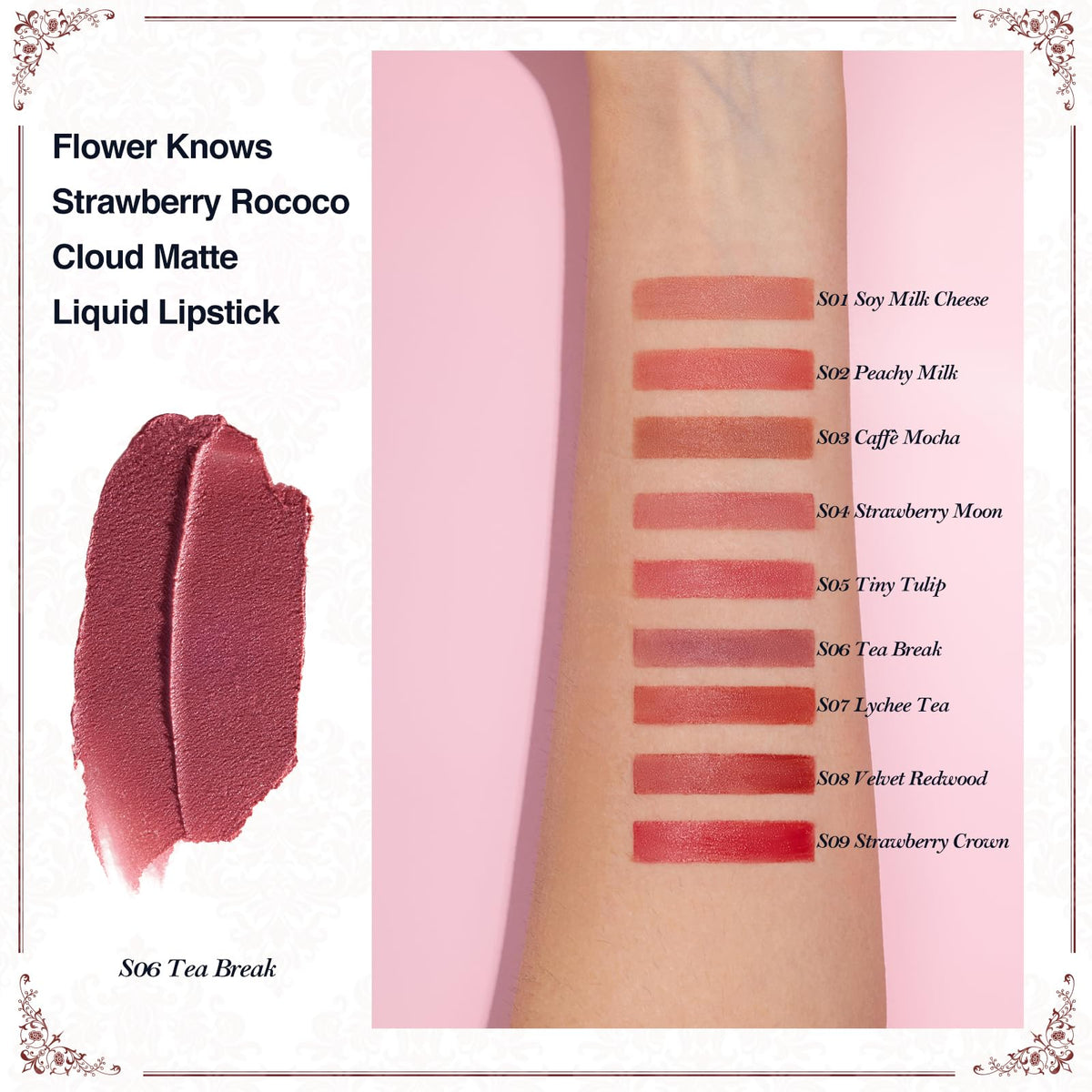 Flower Knows creamy texture swirl highlighting velvet-matte finish and hydration