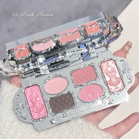 Flower Knows palette held in hand indicating compact travel-friendly size