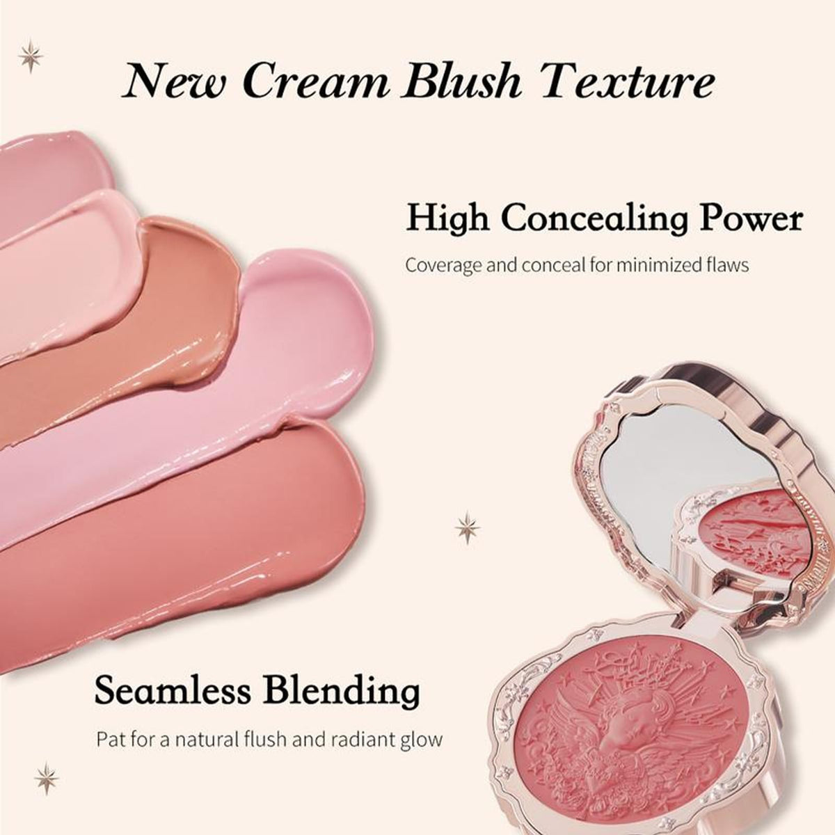 Flower Knows cream texture close-up showing smooth blendability benefit