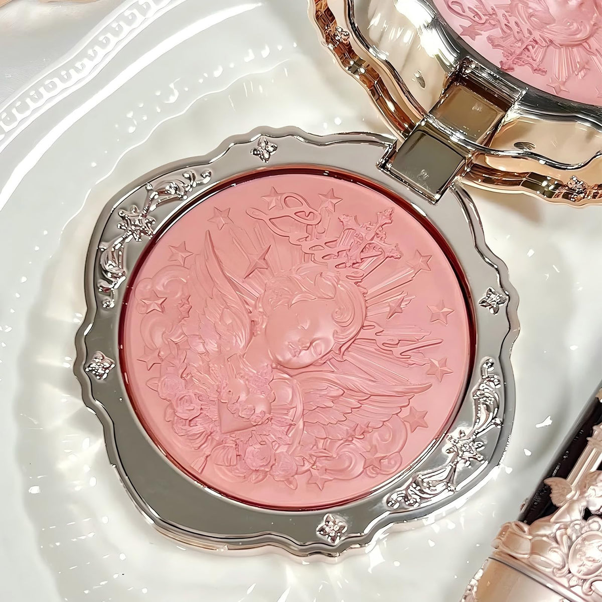 Flower Knows displayed on vanity showing decorative aesthetic benefit