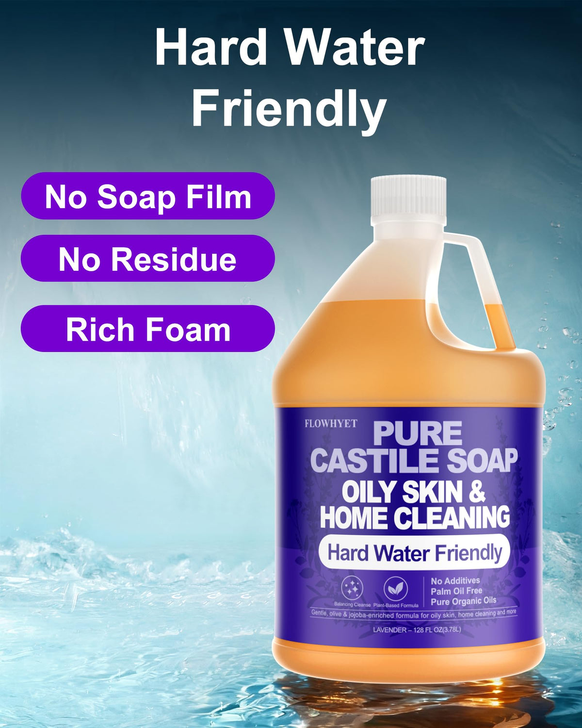 FLOWHYET foaming handwash closeup showing gentle lather for skin balance