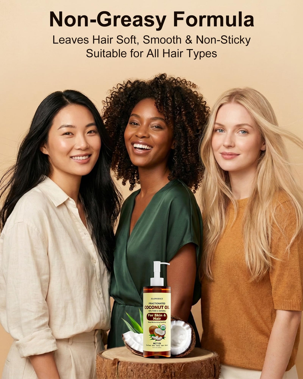 FLOWHYET used as hair serum on strands showing shine without heaviness