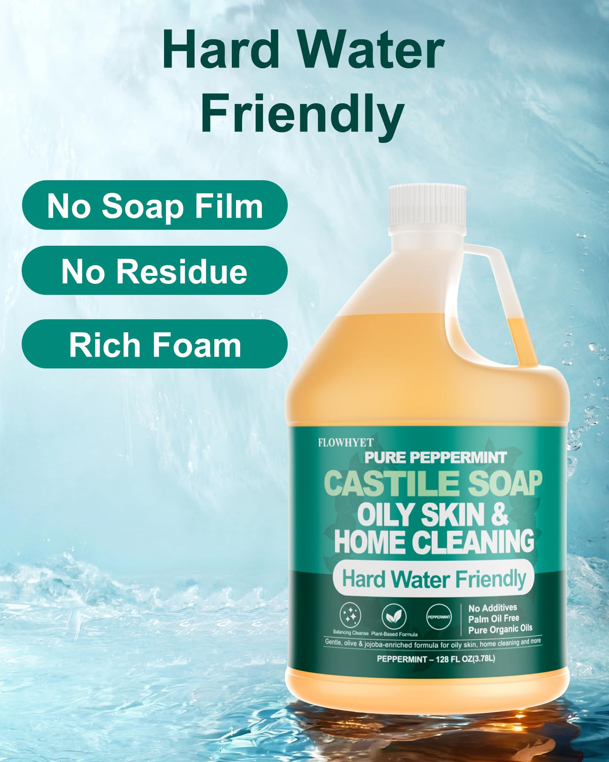 FLOWHYET handwashing in sink showing gentle cleansing benefit