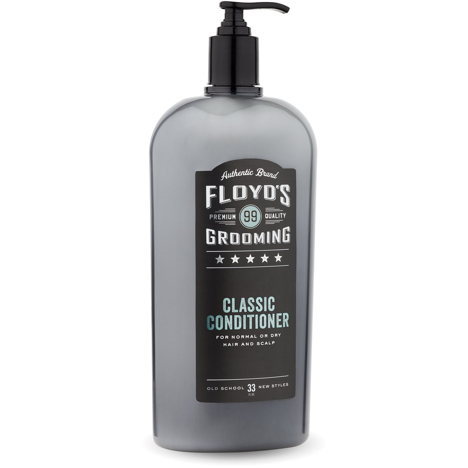 Floyd's 99 front bottle showing label and 33oz size, highlights clean formula benefits
