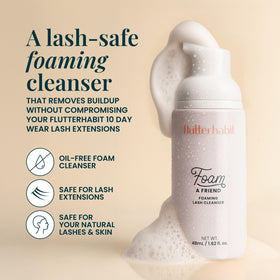 FlutterHabit foam texture closeup revealing gentle lather for lift and rinse