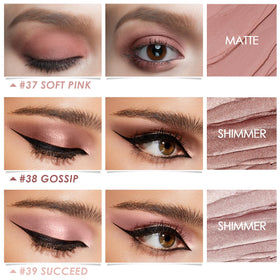FOCALLURE applying pencil to eyelid to demonstrate quick, even color payoff