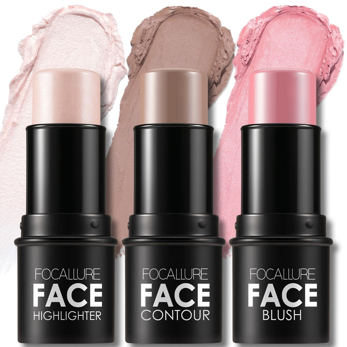 FOCALLURE front packaging showing three FAIR-LIGHT contour pens and benefits
