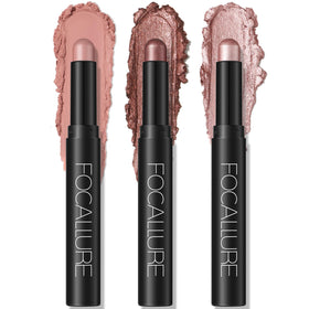 FOCALLURE front packaging showing three pink eyeshadow sticks and compact case for clarity