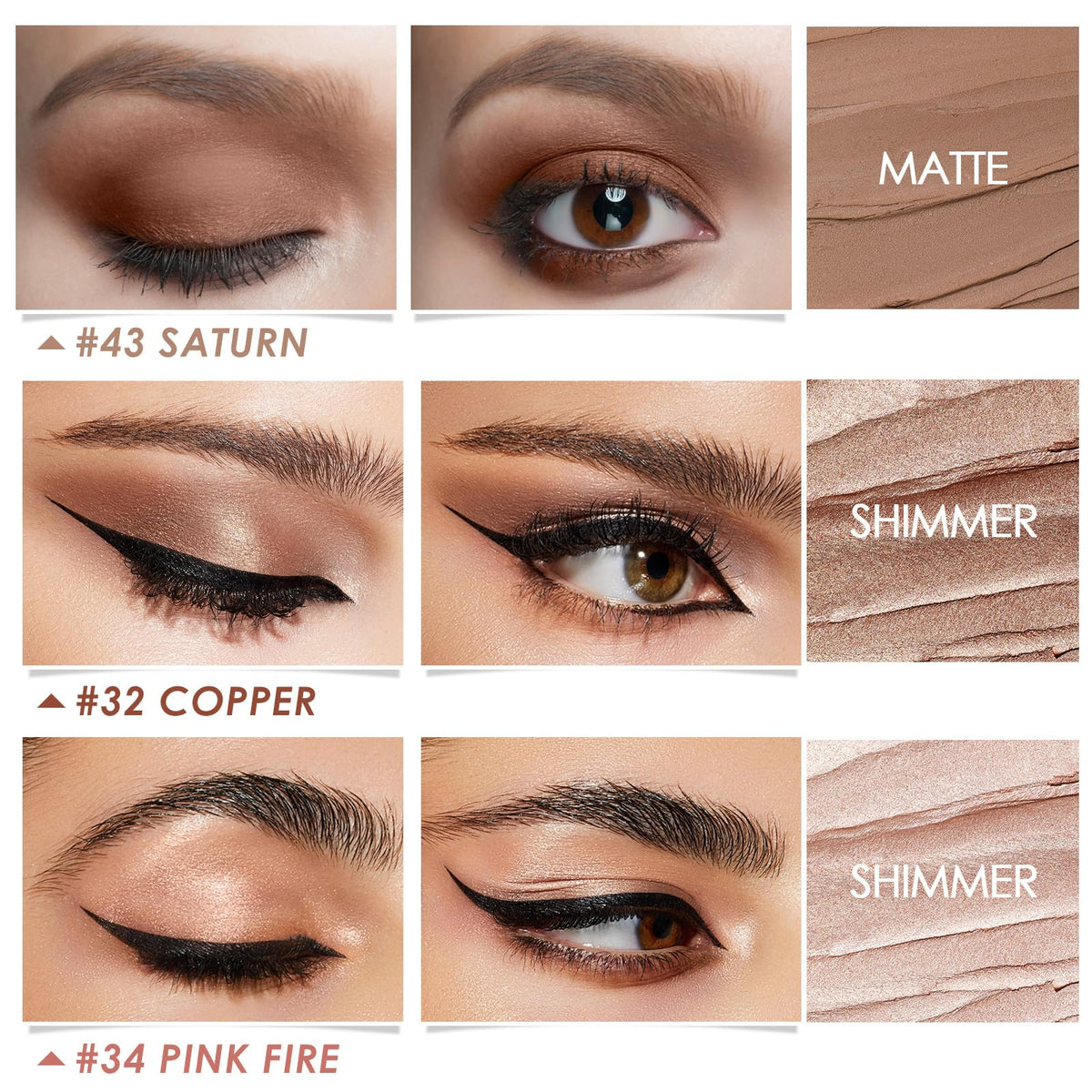 FOCALLURE eyeshadow stick applied on eyelid showing long-wear shimmer benefit
