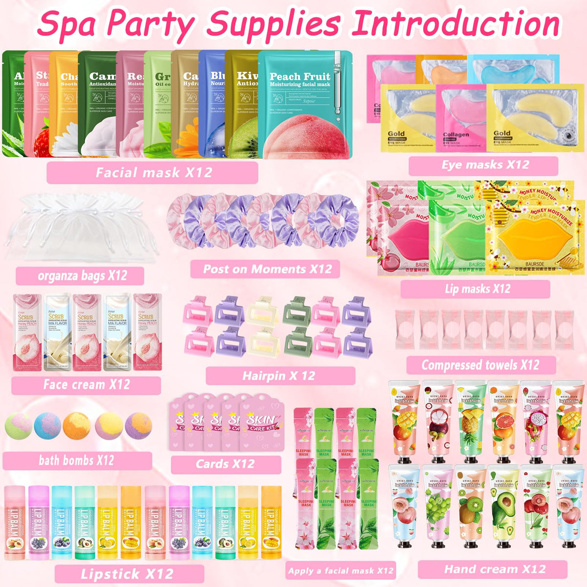 FOCone organza bundle display with 12 guest-ready spa favor sets