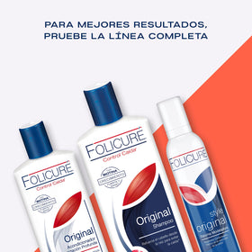 Folicure shampoo in shower scene showing real-use convenience and refresh
