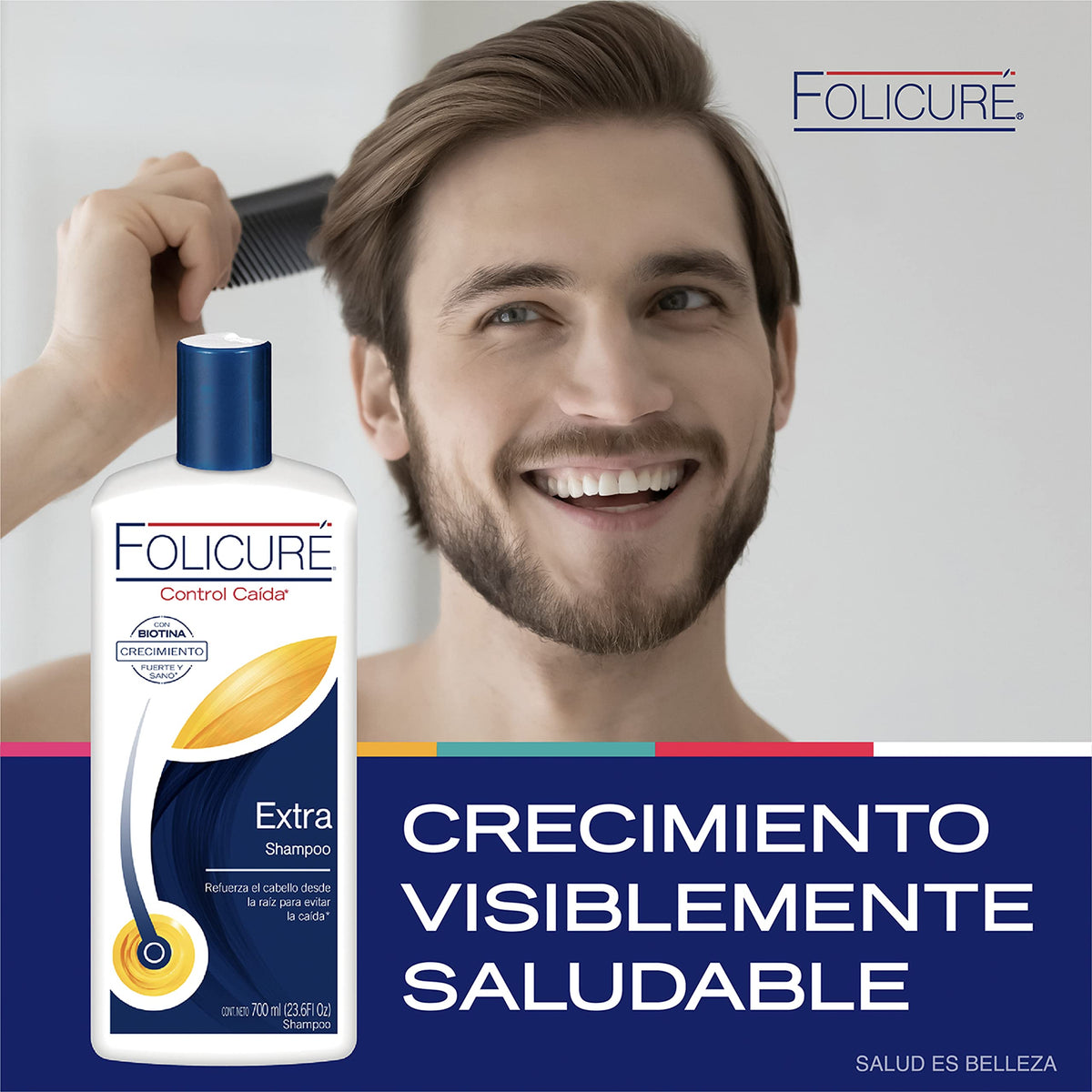 Folicure shampoo lather texture on hand showing gentle cleansing action
