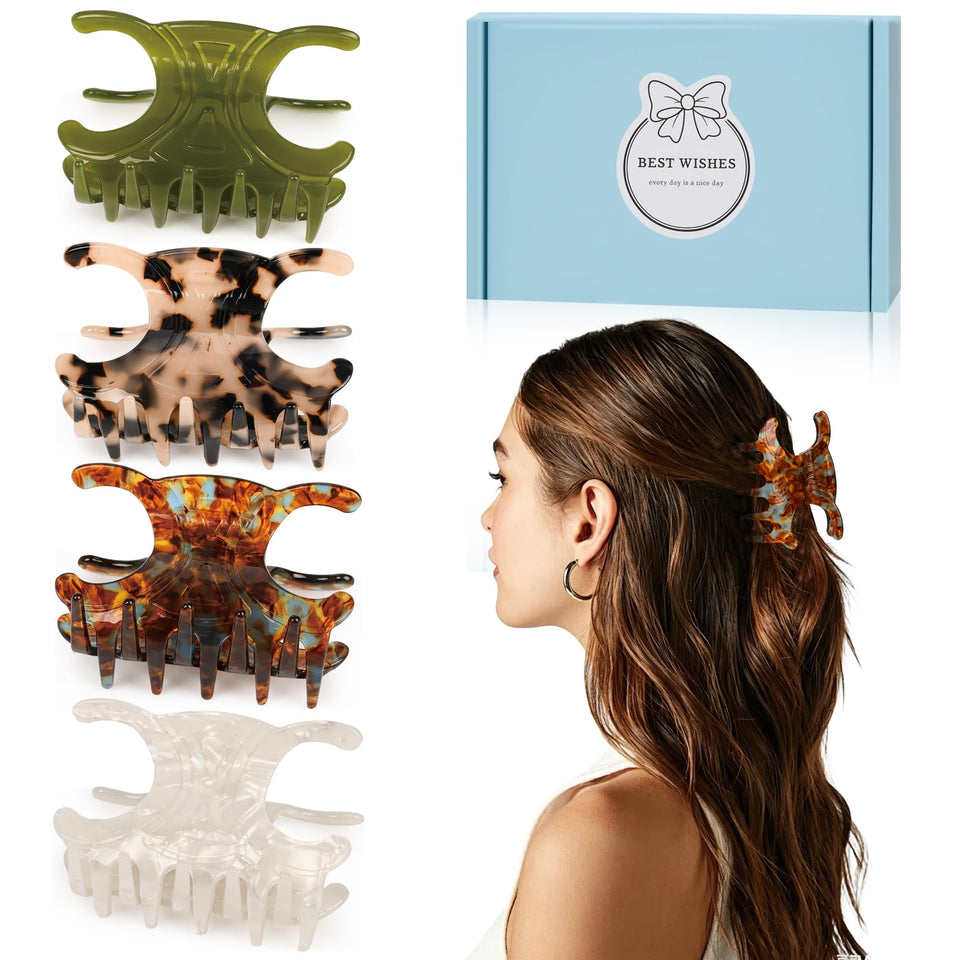 Folklyzo front view of 4-pack clips showing colors and packaging benefits